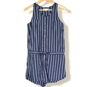 Sandy & Sid Navy Blue Striped Romper Small Pockets